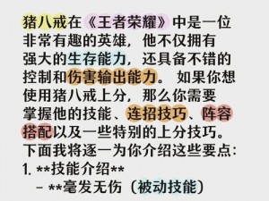 大圣之怒手游猪八戒阵容搭配攻略：技能运用与玩法搭配心得分享