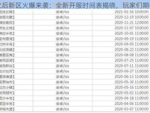 明日之后新区火爆来袭：全新开服时间表揭晓，玩家们期待已久