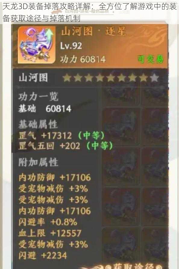 天龙3D装备掉落攻略详解:全方位了解游戏中的装备获取途径与掉落机制