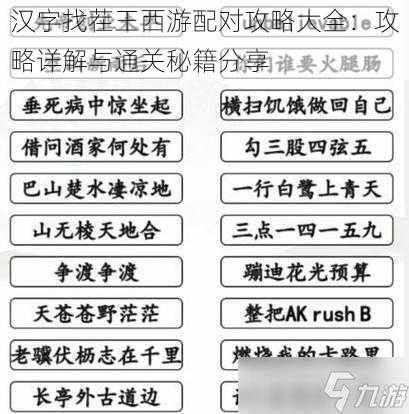 汉字找茬王西游配对攻略大全：攻略详解与通关秘籍分享