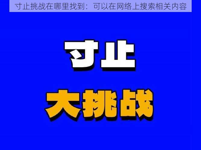 寸止挑战在哪里找到：可以在网络上搜索相关内容