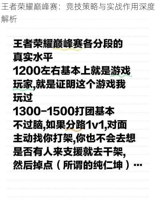 王者荣耀巅峰赛：竞技策略与实战作用深度解析