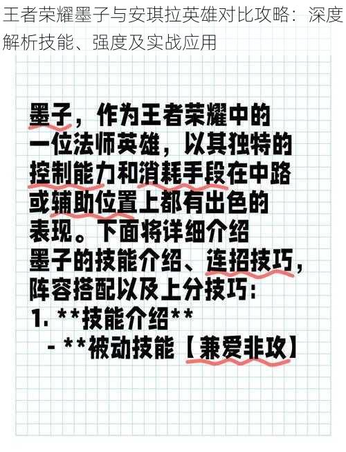 王者荣耀墨子与安琪拉英雄对比攻略：深度解析技能、强度及实战应用