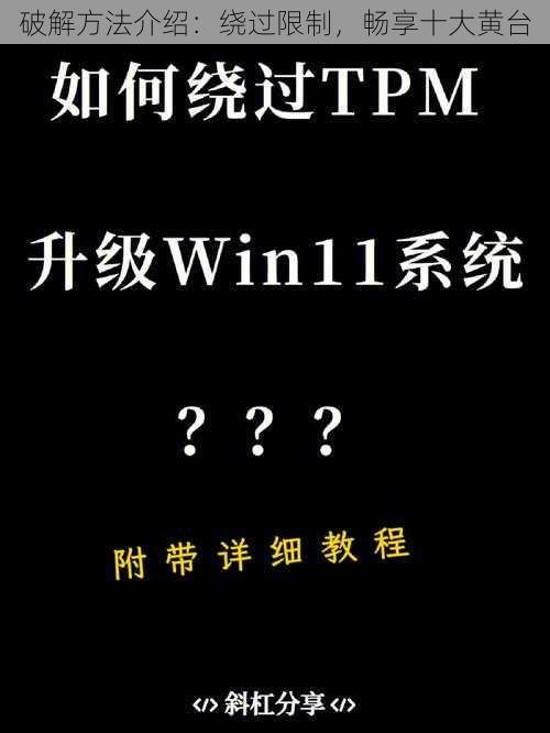 破解方法介绍：绕过限制，畅享十大黄台