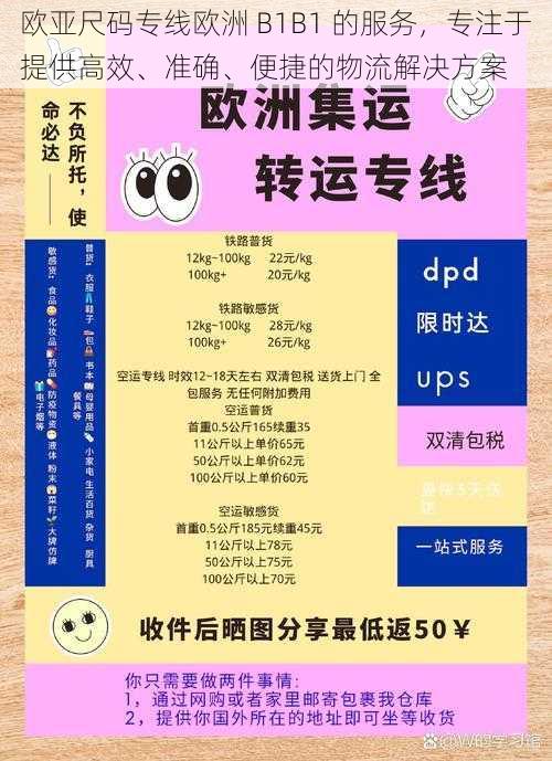 欧亚尺码专线欧洲 B1B1 的服务，专注于提供高效、准确、便捷的物流解决方案