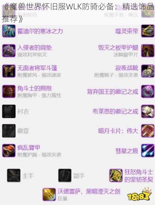 《魔兽世界怀旧服WLK防骑必备：精选饰品推荐》