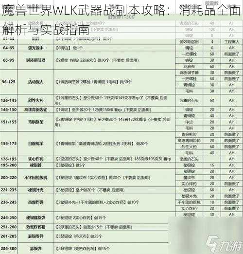 魔兽世界WLK武器战副本攻略：消耗品全面解析与实战指南