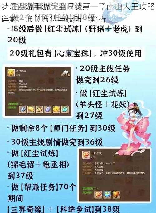 梦幻西游手游前尘旧梦第一章南山大王攻略详解：通关方法与技巧全解析