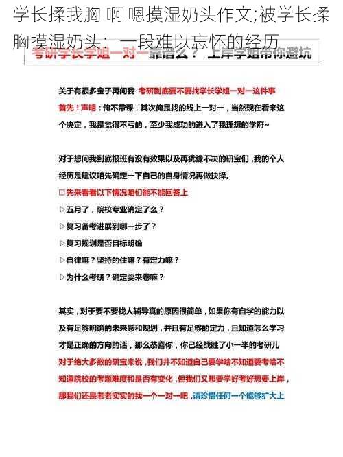 学长揉我胸 啊 嗯摸湿奶头作文;被学长揉胸摸湿奶头：一段难以忘怀的经历