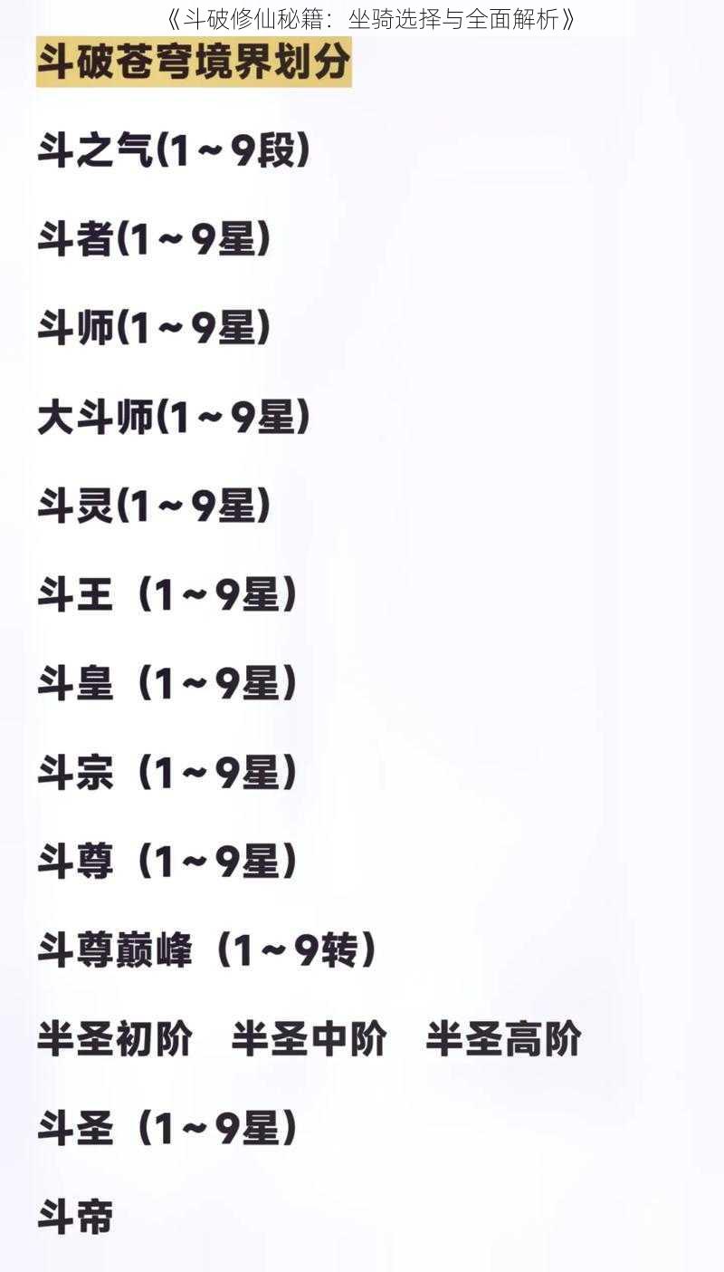 《斗破修仙秘籍：坐骑选择与全面解析》