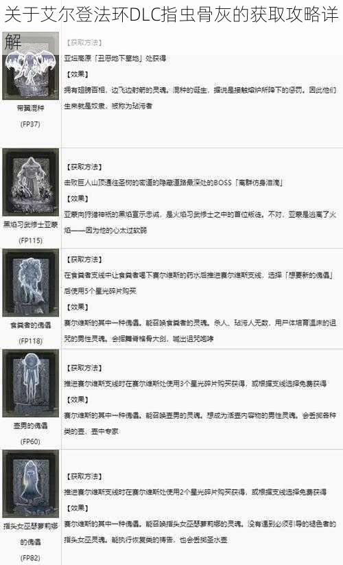 关于艾尔登法环DLC指虫骨灰的获取攻略详解