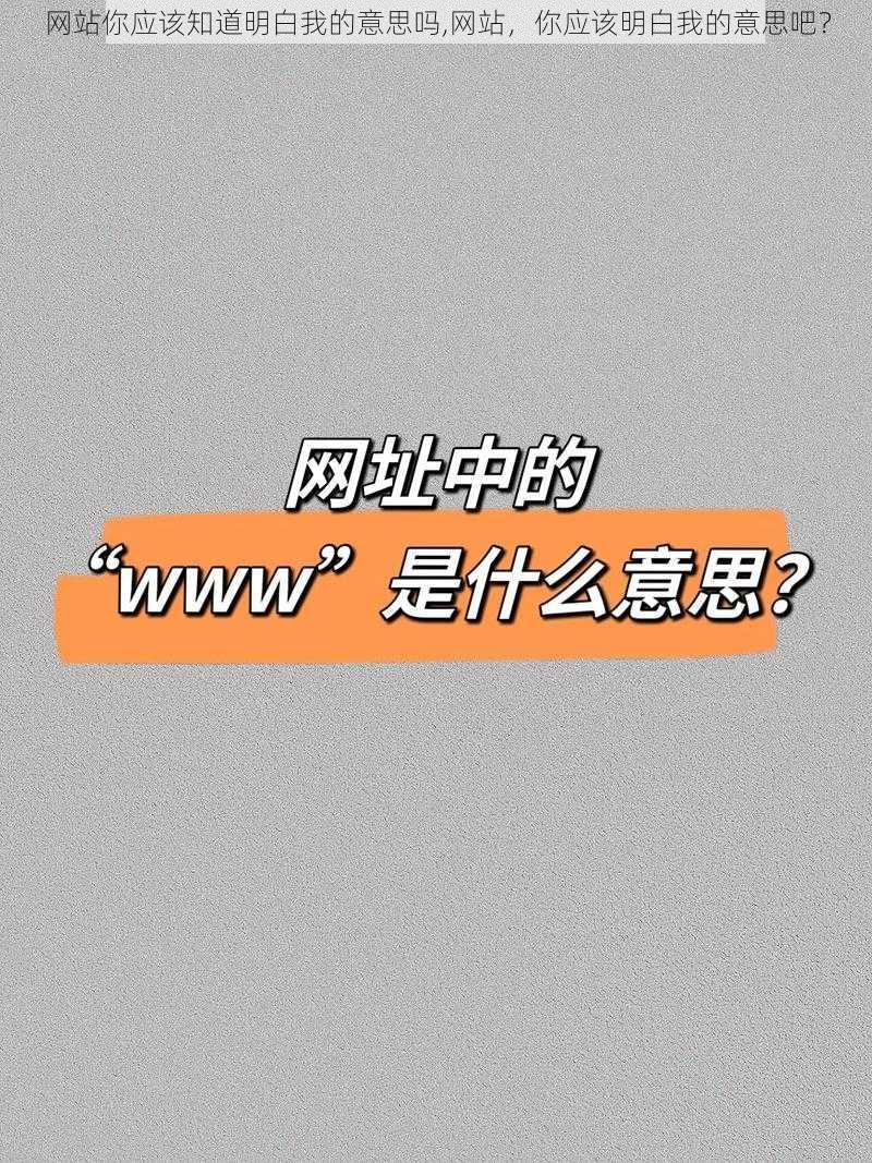 网站你应该知道明白我的意思吗,网站，你应该明白我的意思吧？