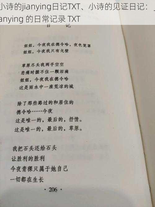 小诗的jianying日记TXT、小诗的见证日记： Jianying 的日常记录 TXT