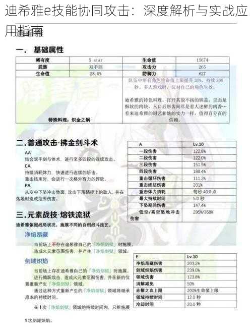 迪希雅e技能协同攻击：深度解析与实战应用指南