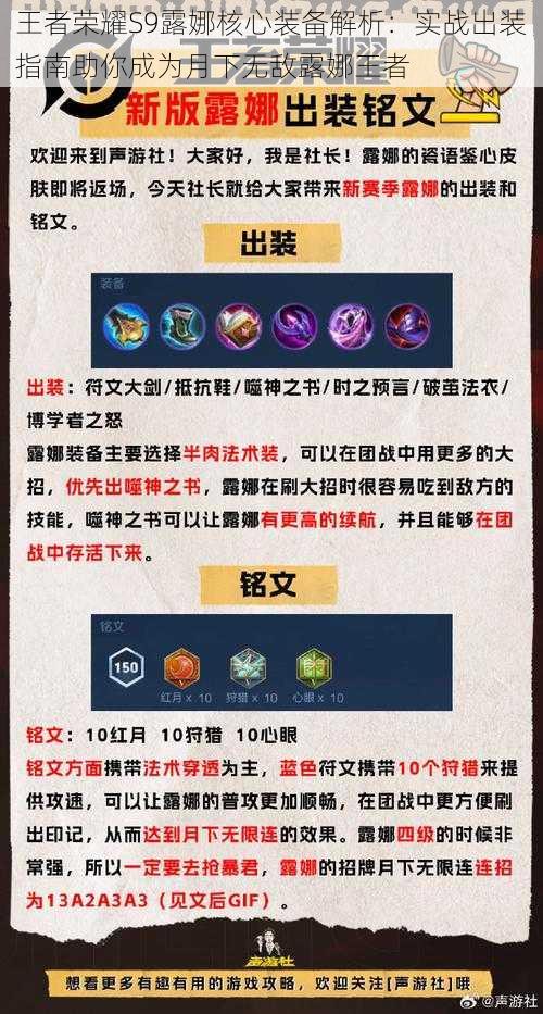 王者荣耀S9露娜核心装备解析:实战出装指南助你成为月下无敌露娜王者