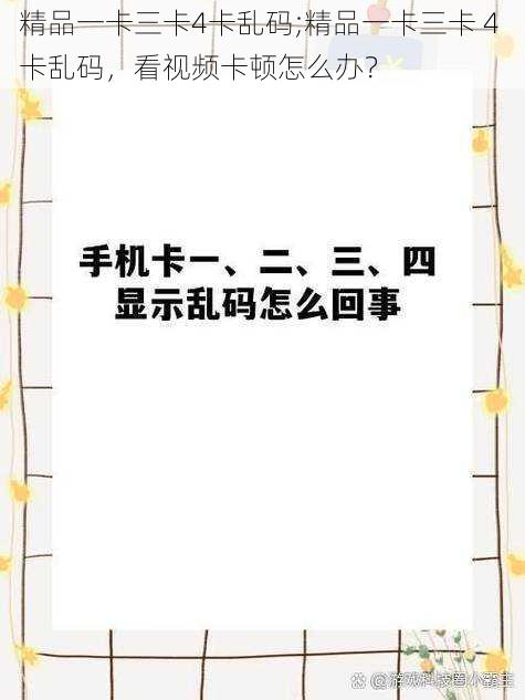 精品一卡三卡4卡乱码;精品一卡三卡 4 卡乱码，看视频卡顿怎么办？