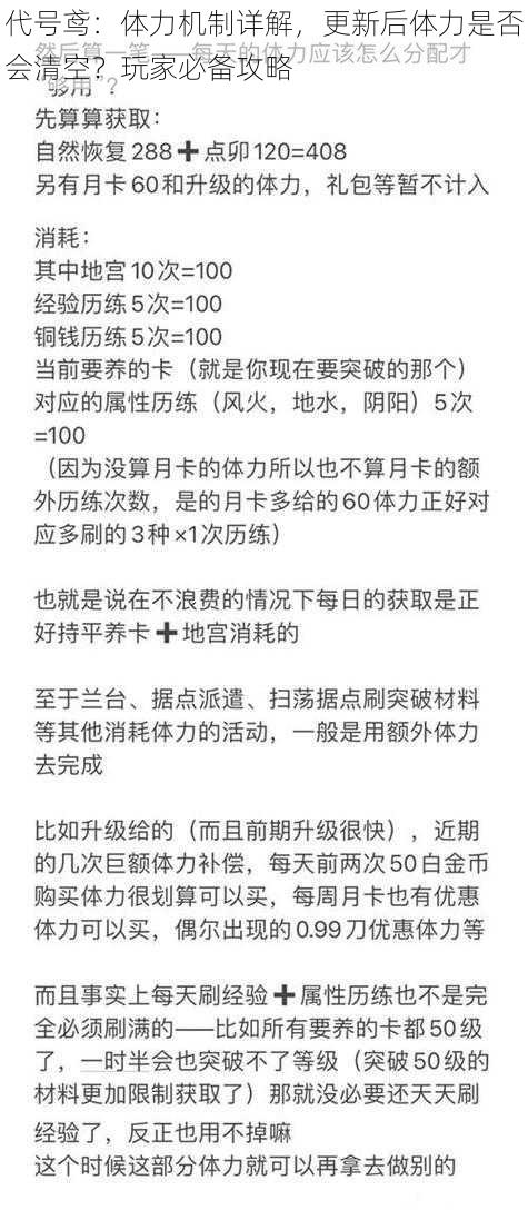 代号鸢：体力机制详解，更新后体力是否会清空？玩家必备攻略